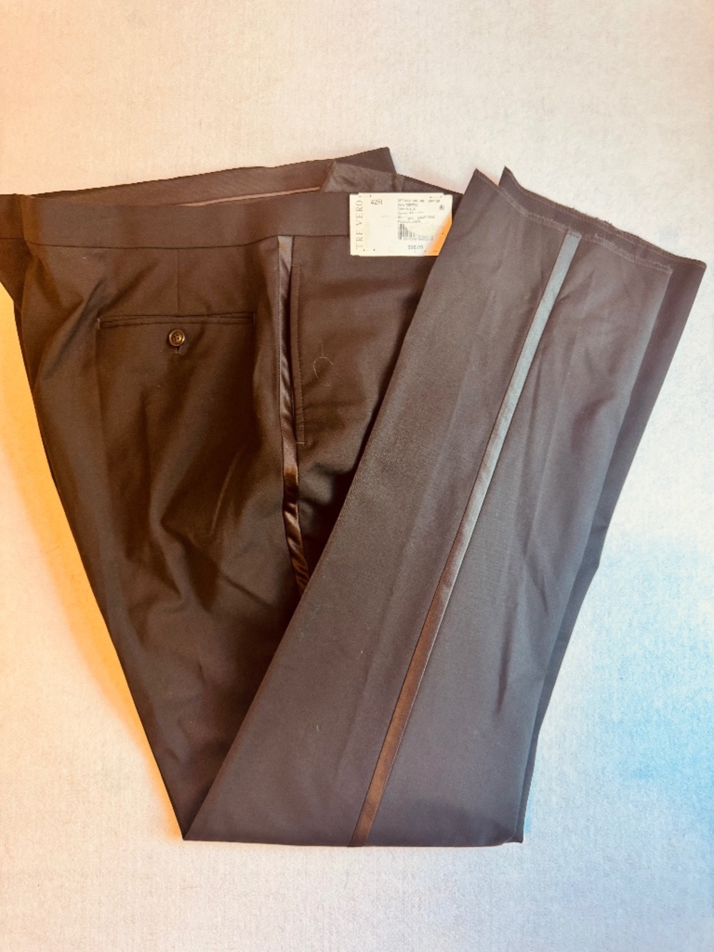 Tre Vero black tuxedo pants 42R NWT